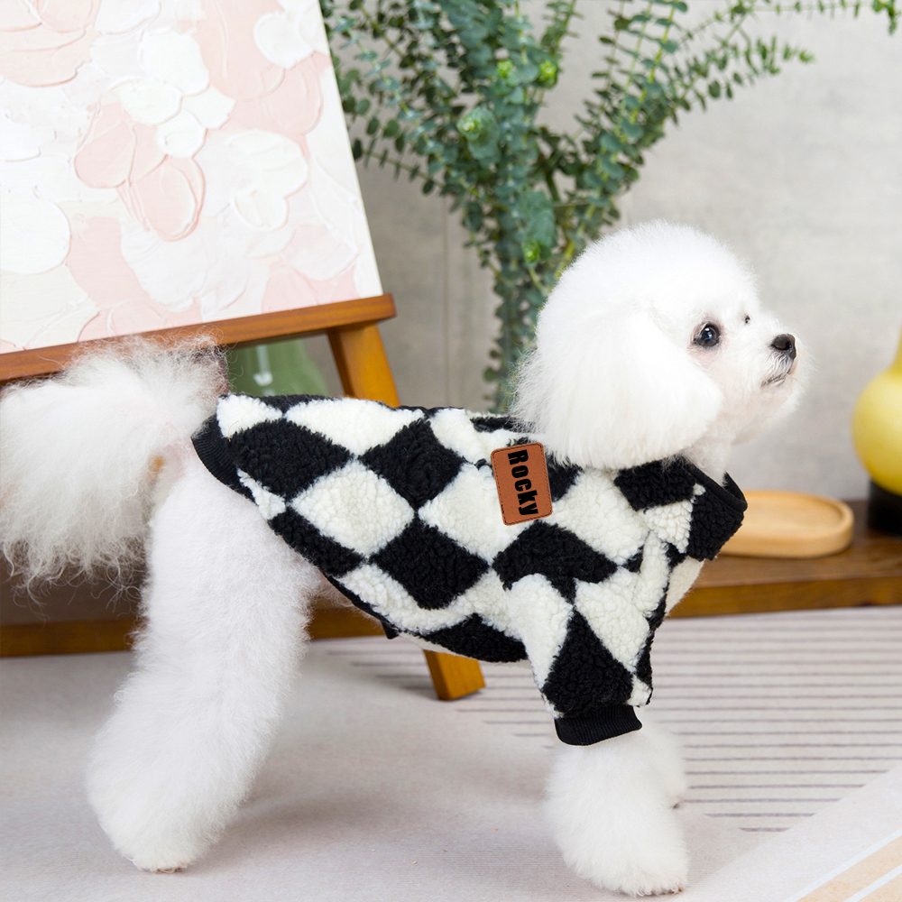 Personalized Leather Patch Pets Diamond Lattice Sweatshirts | BKPet131