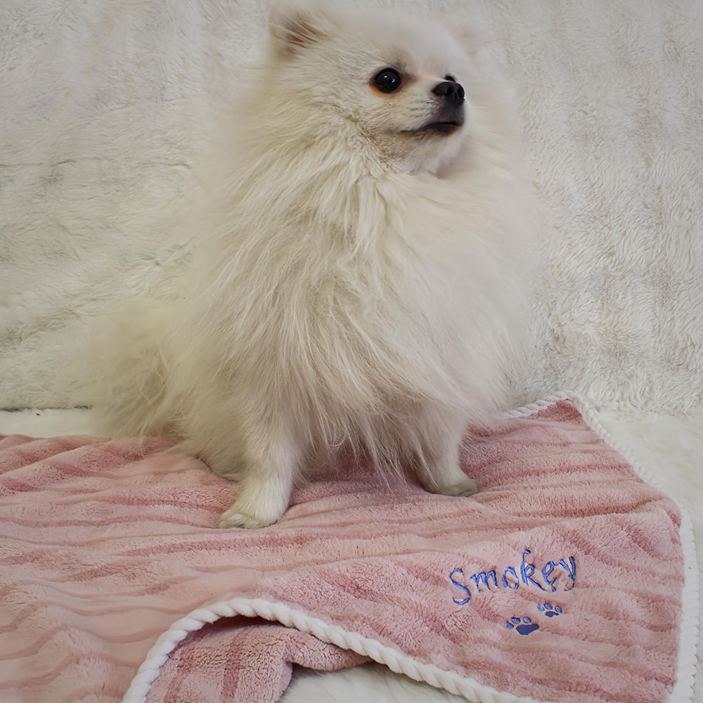 Personalized Embroidered Cozy Coral Fleece Pet Blanket | BKPet199