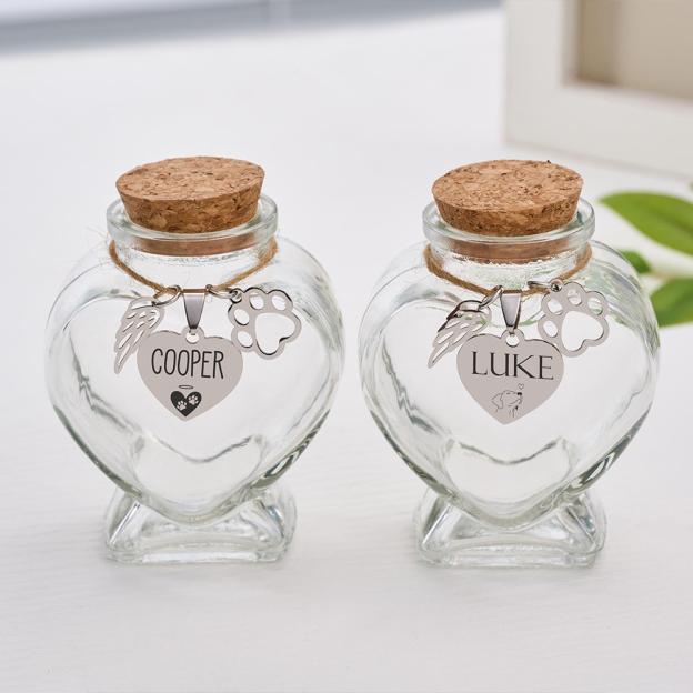 Personalized Pet Hair Heart Memorial Jar | BKPet218