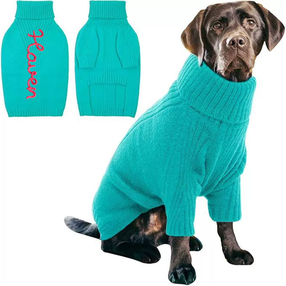 Personalized Hand Embroidery Pets Christmas Knit Sweater | BKPet235