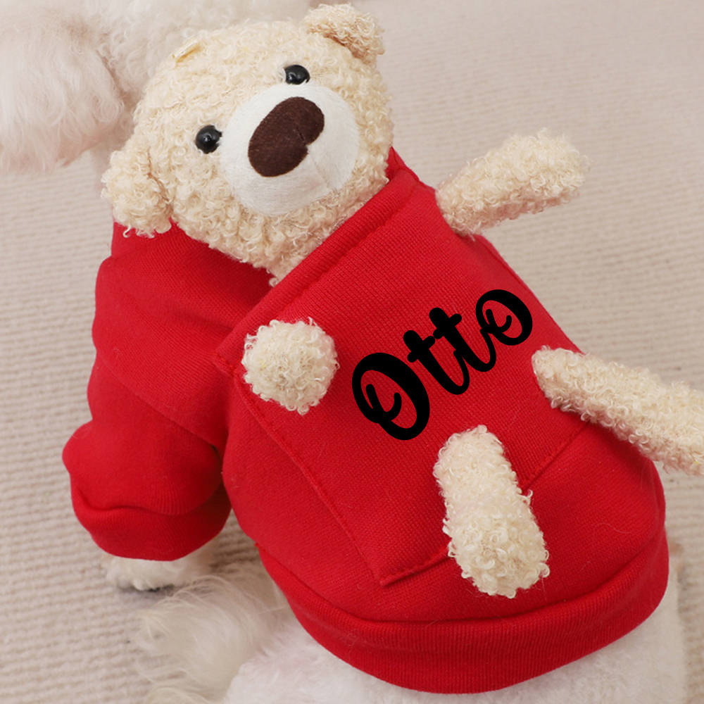 Personalized Pet Lovely Plush Warm Shirt With Bear | BKPet236