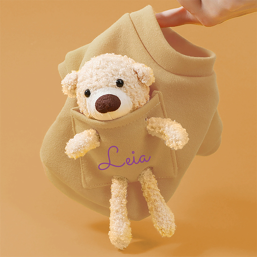 Personalized Pet Lovely Plush Warm Shirt With Bear | BKPet236