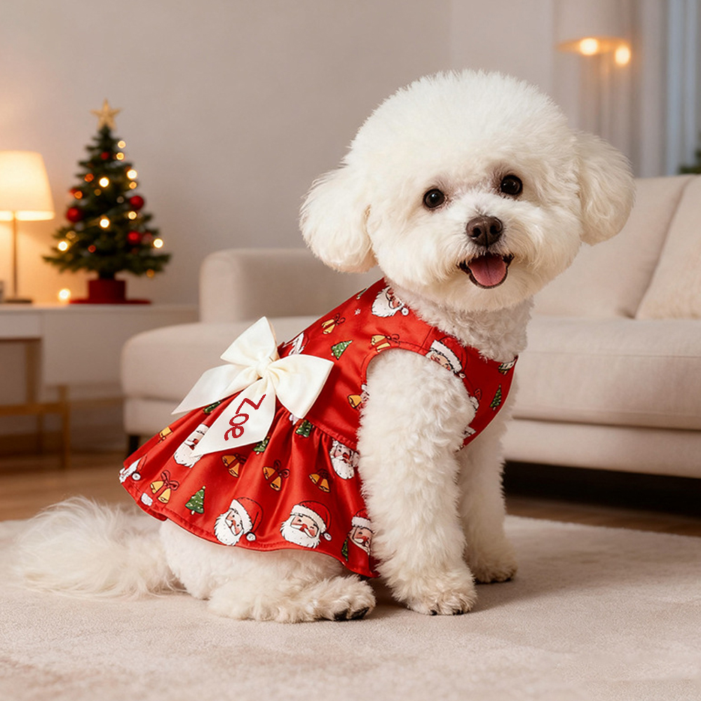 Personalized Pet Large Size Christmas Lovely Bow Dress | MCGift197