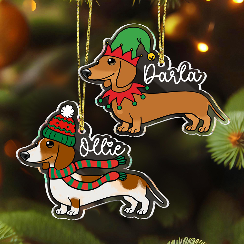 Personalised Acrylic Dachshund Christmas Ornament | MCGift213