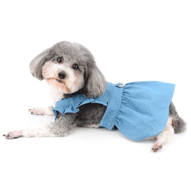 Personalized Leather Patch Pets Best Baby Denim Skirt | BKPet58