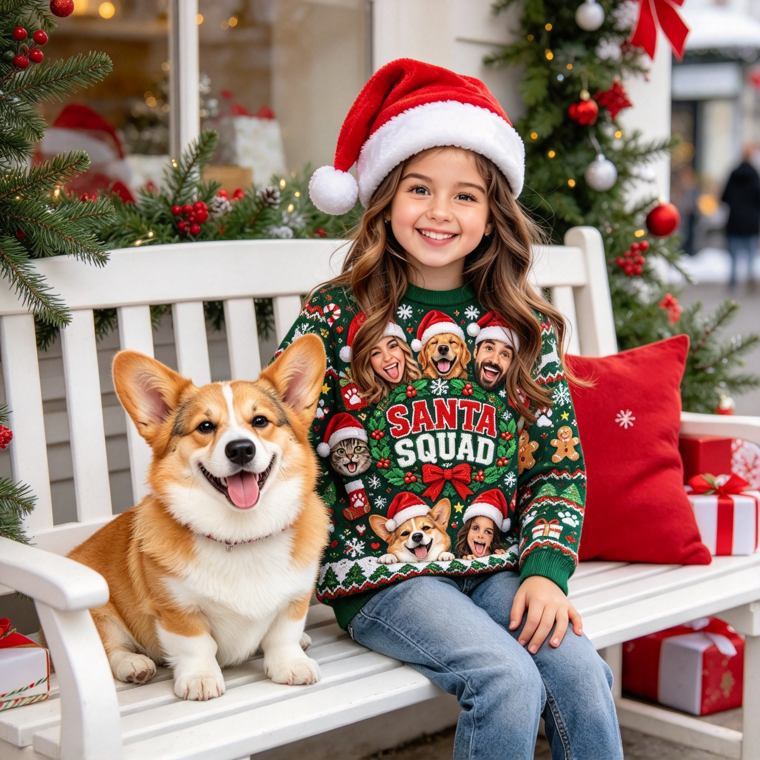 Personalized Funny Santa Squad Family Photo Sweater | MCCL05