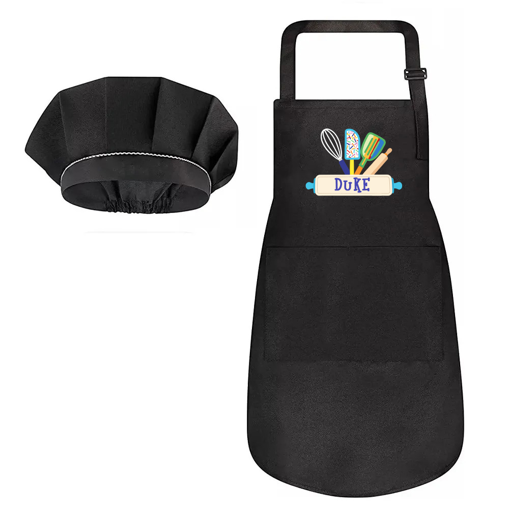 Personalized Embroidery Color Apron and Hat Set for Kid | MNKid12