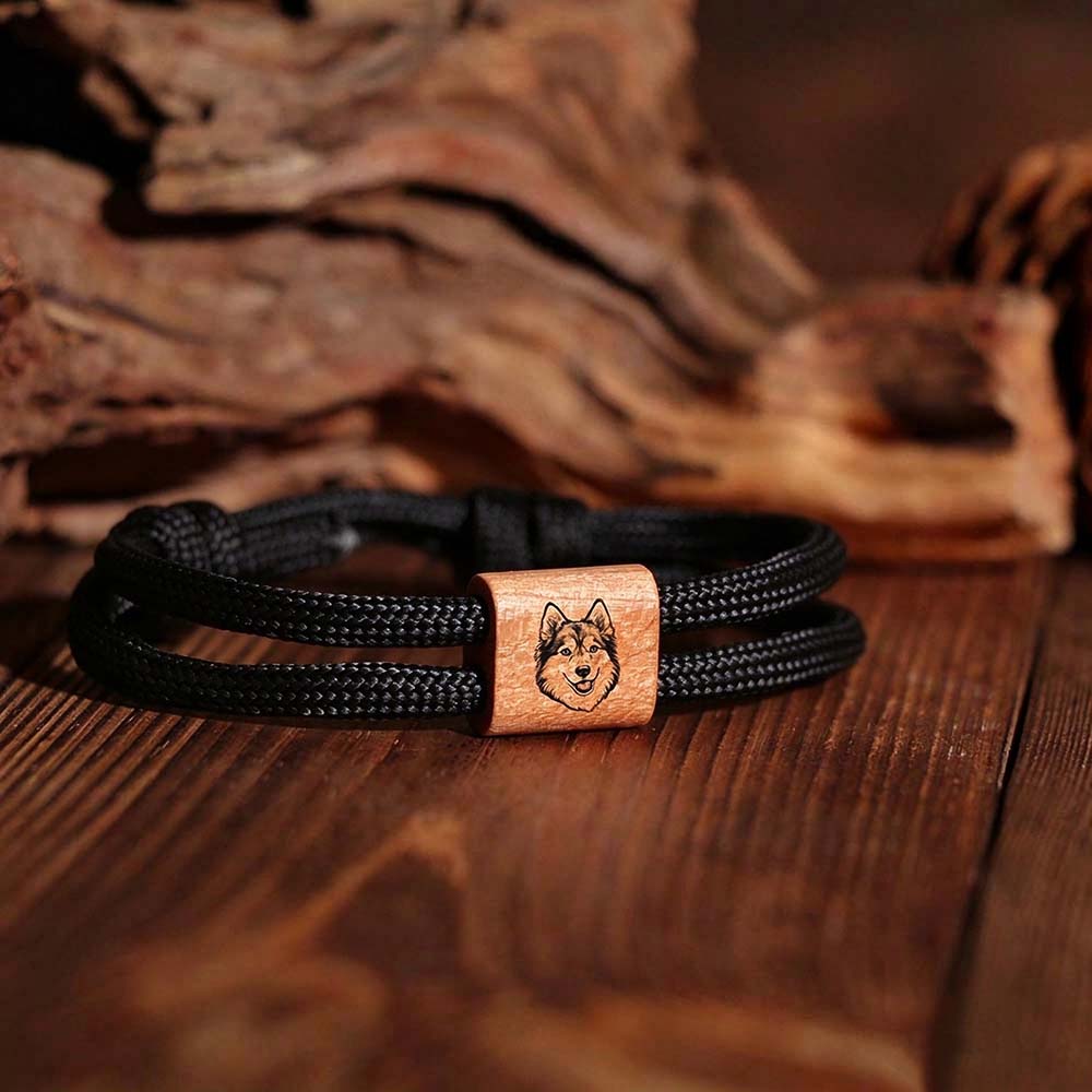 Personalized Engraved Pet Portrait Wooden Bracelet | MNMemo27