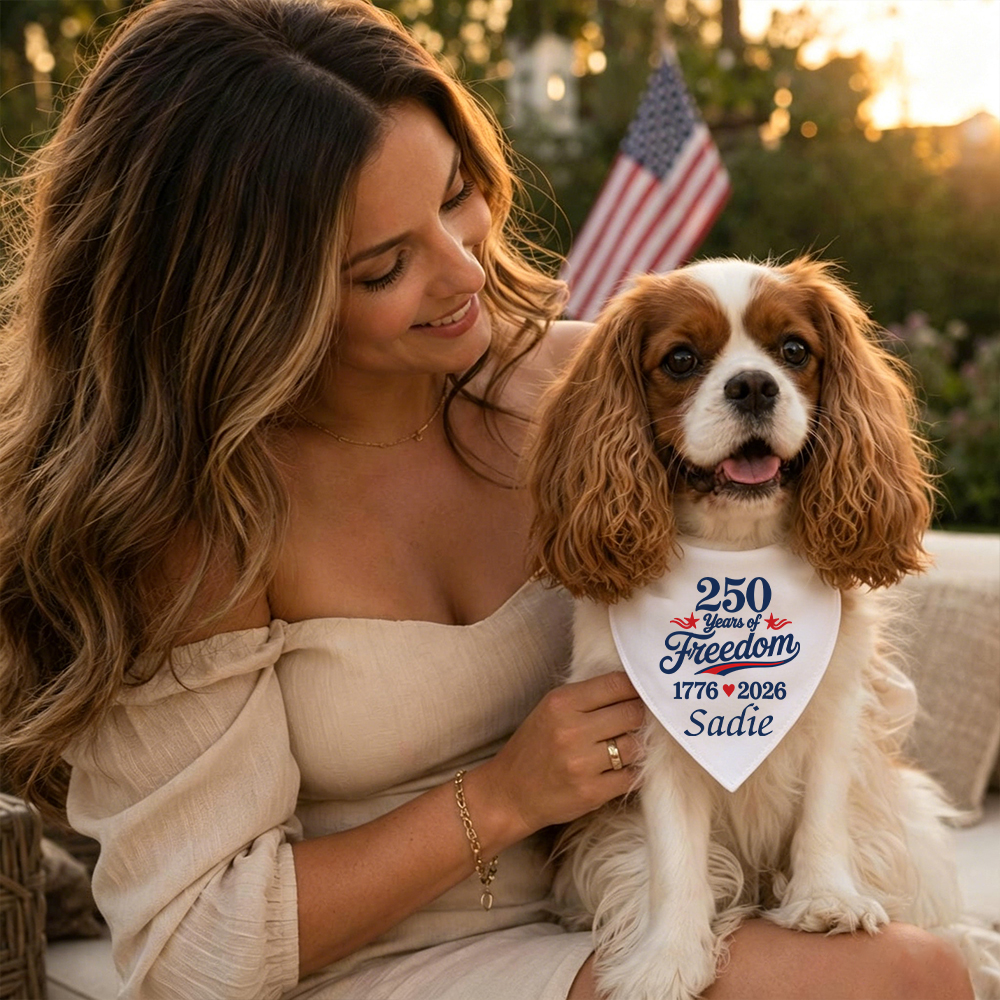 Personalized 250th Anniversary Independence Day Dog Bandana | BKPet508