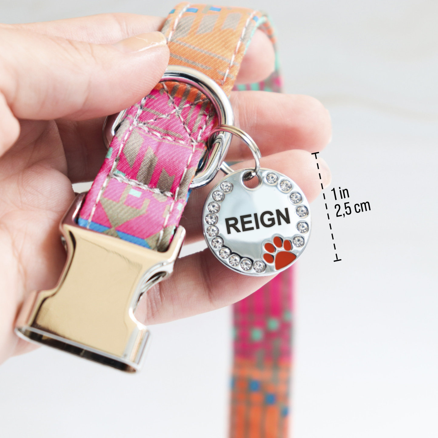 Personalized Sparkling Paw Double Sided Pet ID Tag | BKPet63