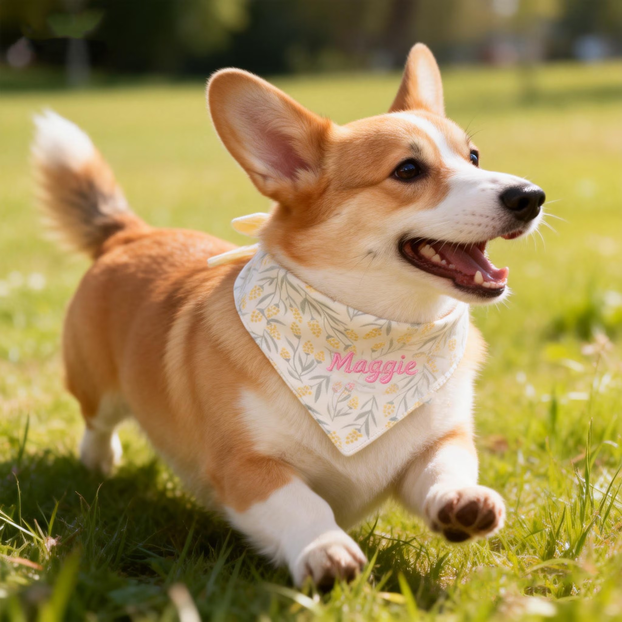 Personalized Embroidered Floral Pet Bandana for Dogs & Cats | MNAccs95