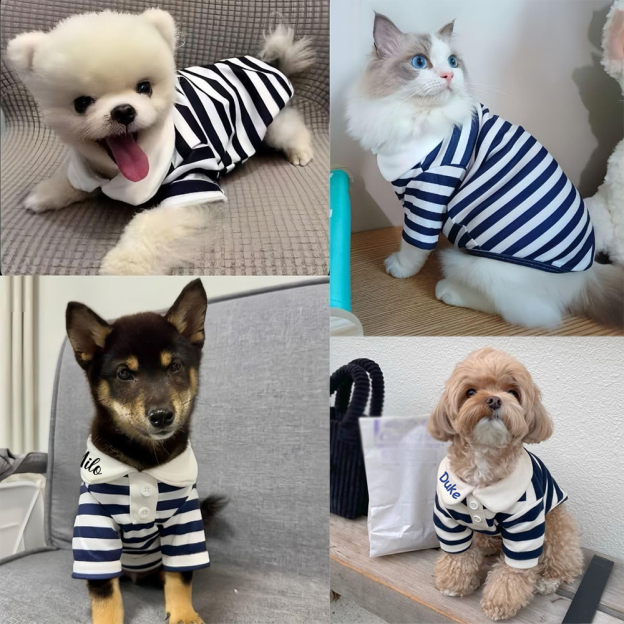 Personalized Pet Striped Polo Shirt | KKPet399