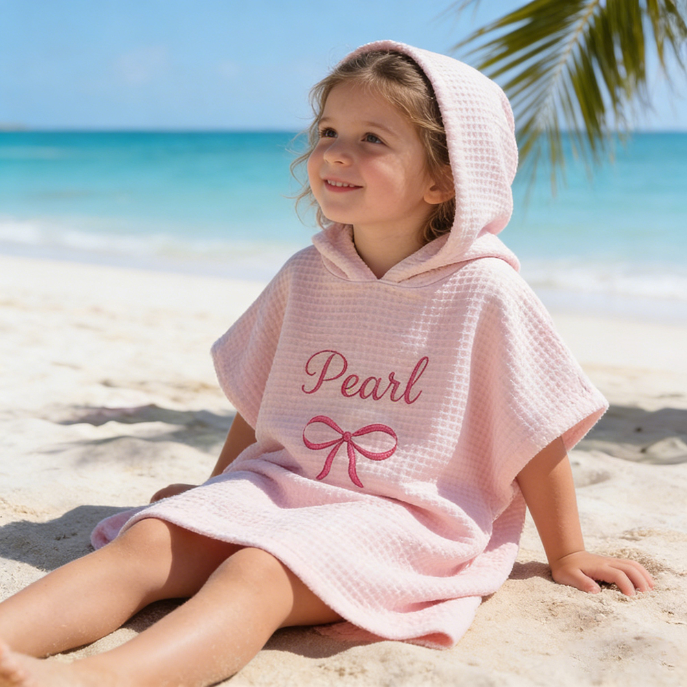 Personalized Embroidery Kids Waffle Beach Towel | MNSummer06