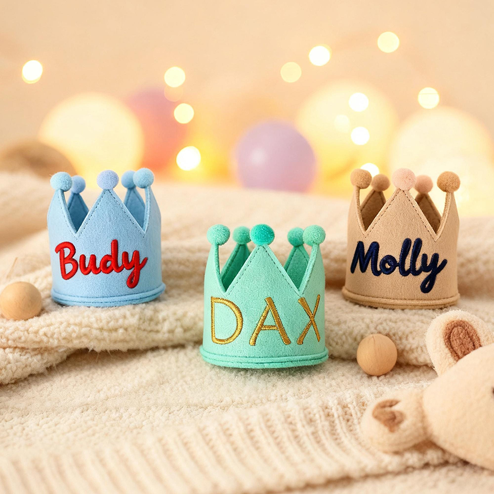 Personalized Embroidered Pet Felt Birthday Crown | BKPet443