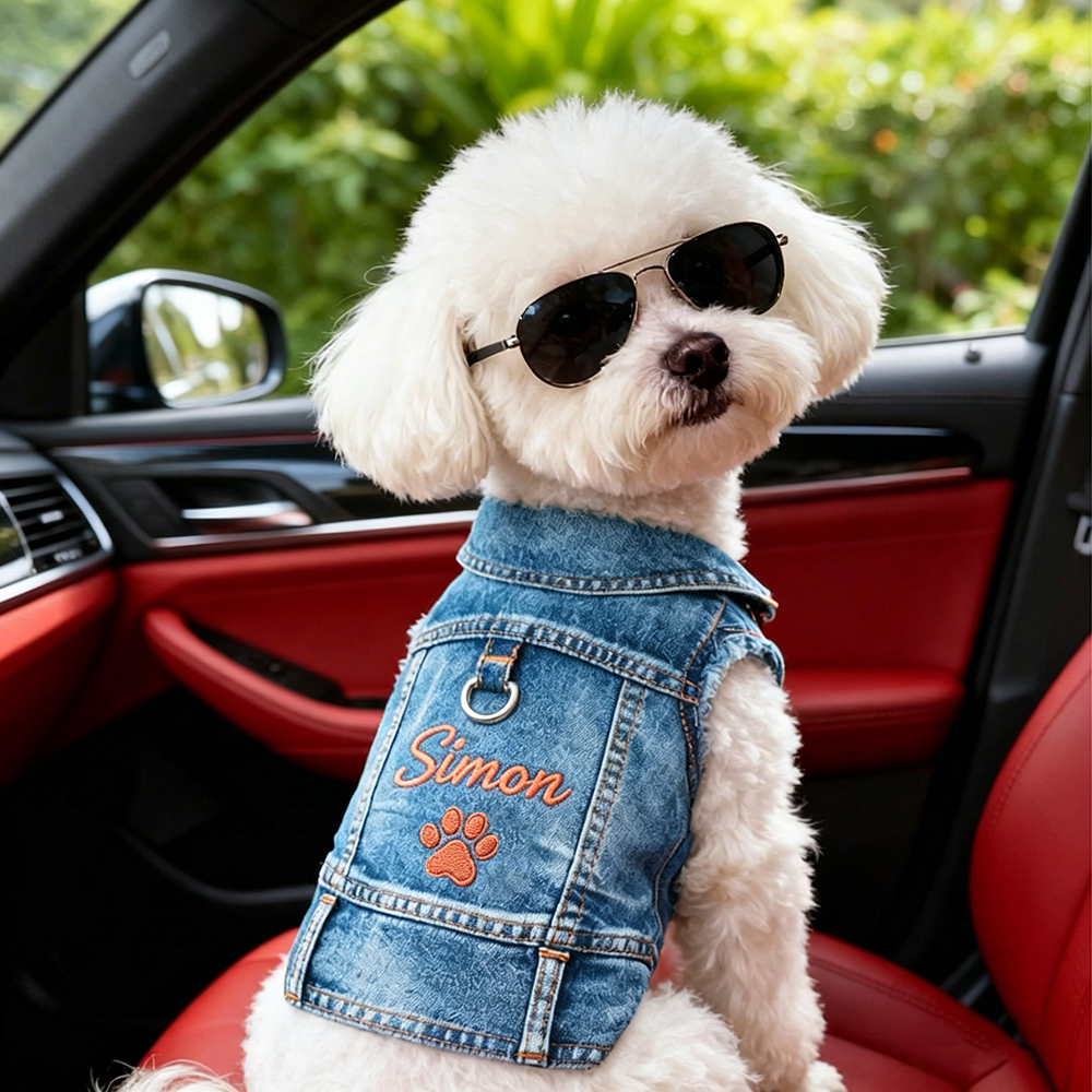 Personalized Embroidered Pet Denim Jacket | MNCloth205