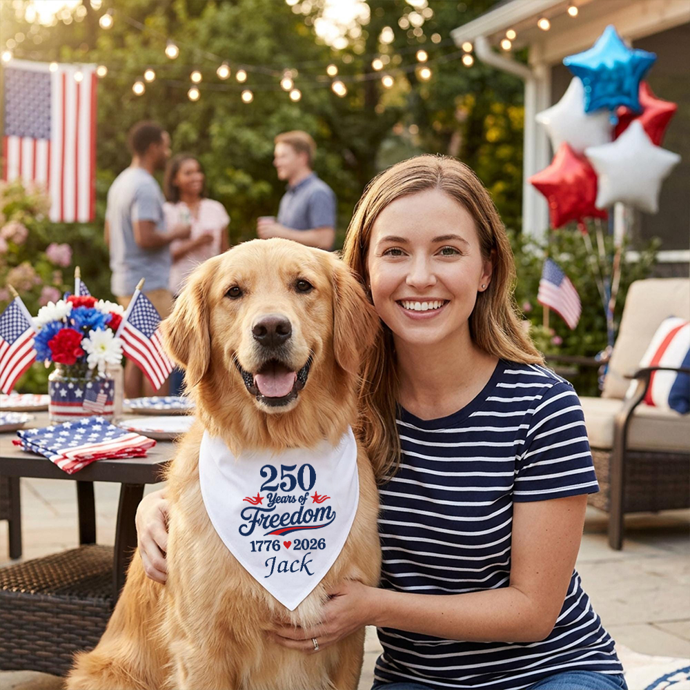 Personalized 250th Anniversary Independence Day Dog Bandana | BKPet508