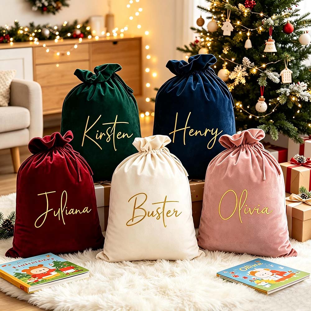 Personalized Custom Name Christmas Velvet Gift Bag | MCGift395