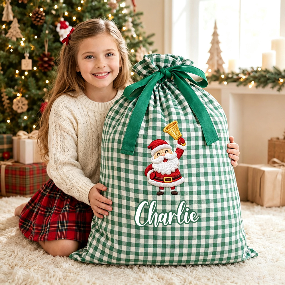 Personalized Plaid Christmas Cute Design Gift Bag | MCGift398