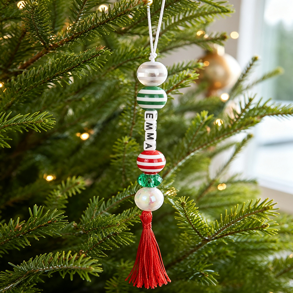 Personalized Beaded Tassel Family Christmas Tree Ornament | MNGift40