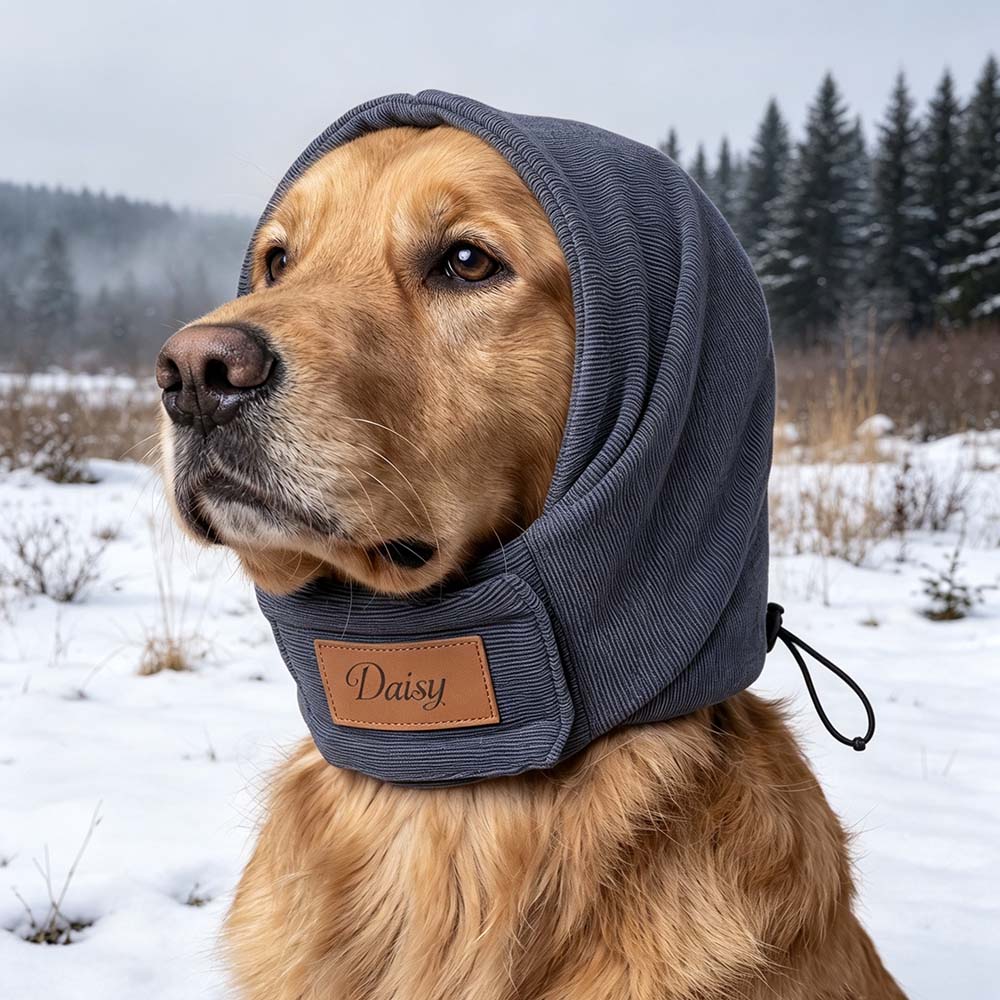Personalized Dog Ear Cover Snood with Leather Patch | MNAccs123