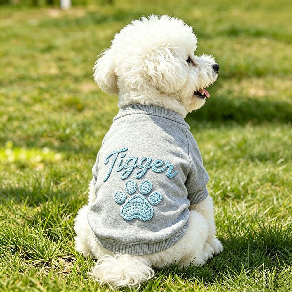 Personalized Hand Embroidered Puppy Hoodless Sweatshirt | BKPet590