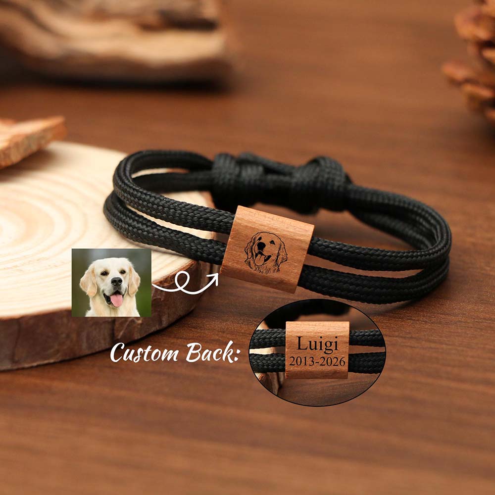 Personalized Engraved Pet Portrait Wooden Bracelet | MNMemo27