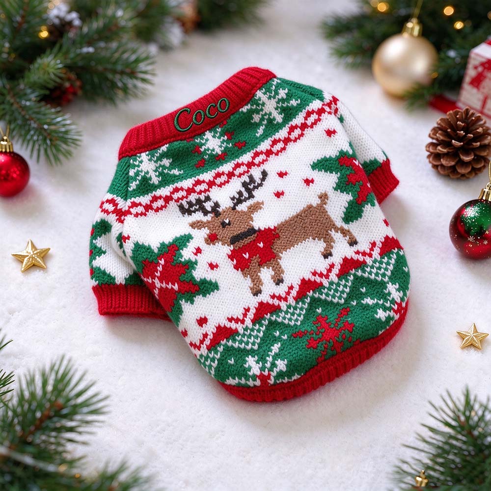 Personalized Embroidered Pets Christmas Cute Knit Sweater | MCGift427