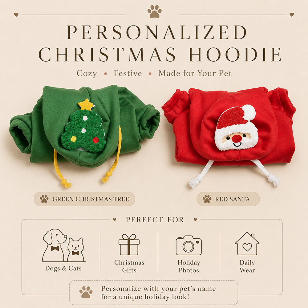 Personalized Embroidered Lovely Pet Christmas Hoodie | MCGift431