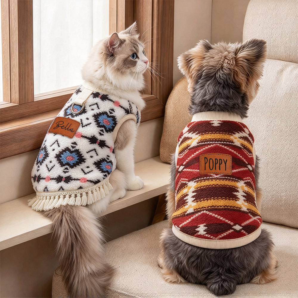 Personalized Embroidered Pets Boho Winter Outfit | BKPet629