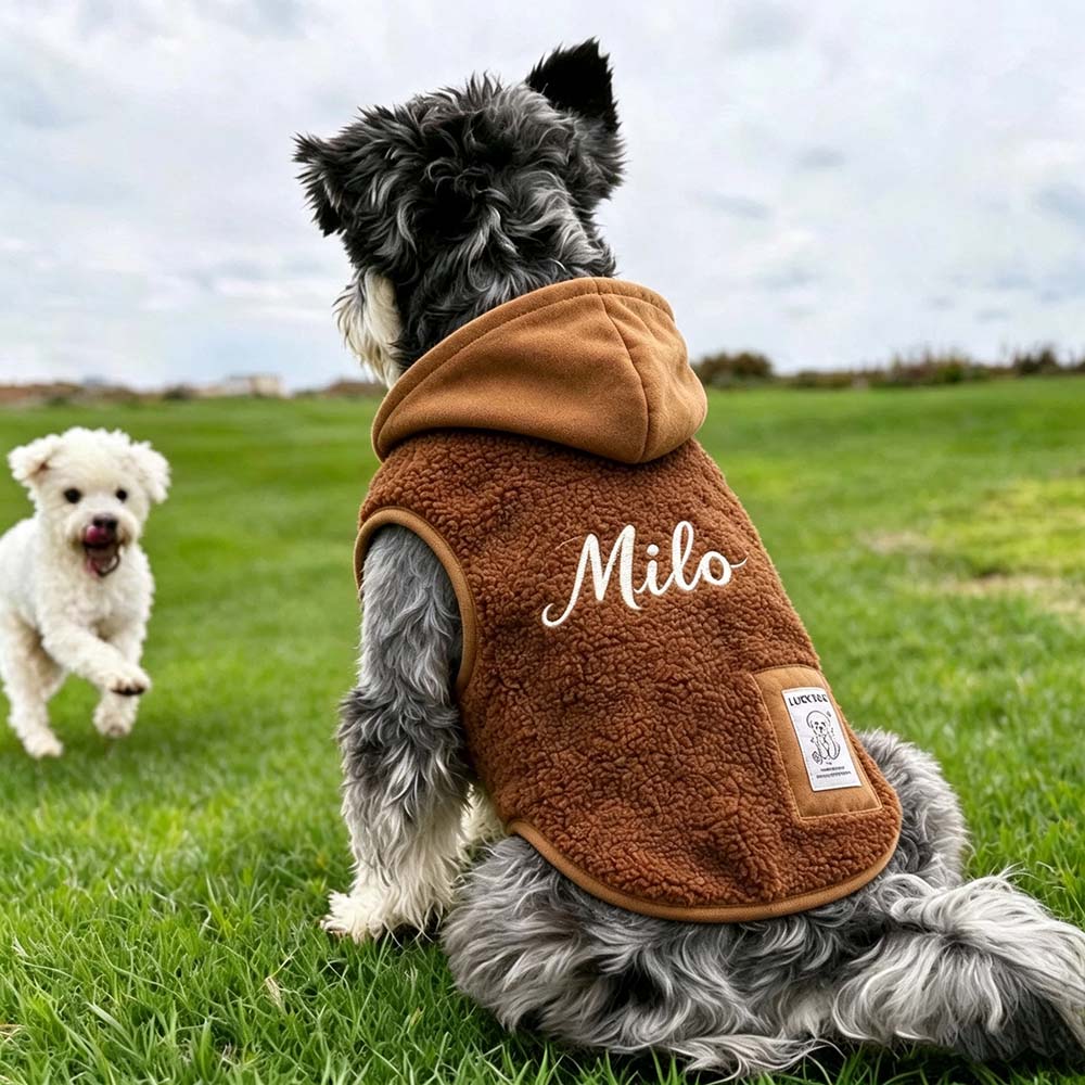 Personalized Embroidered Pets Winter Warm Fleece Hoodie | BKPet618
