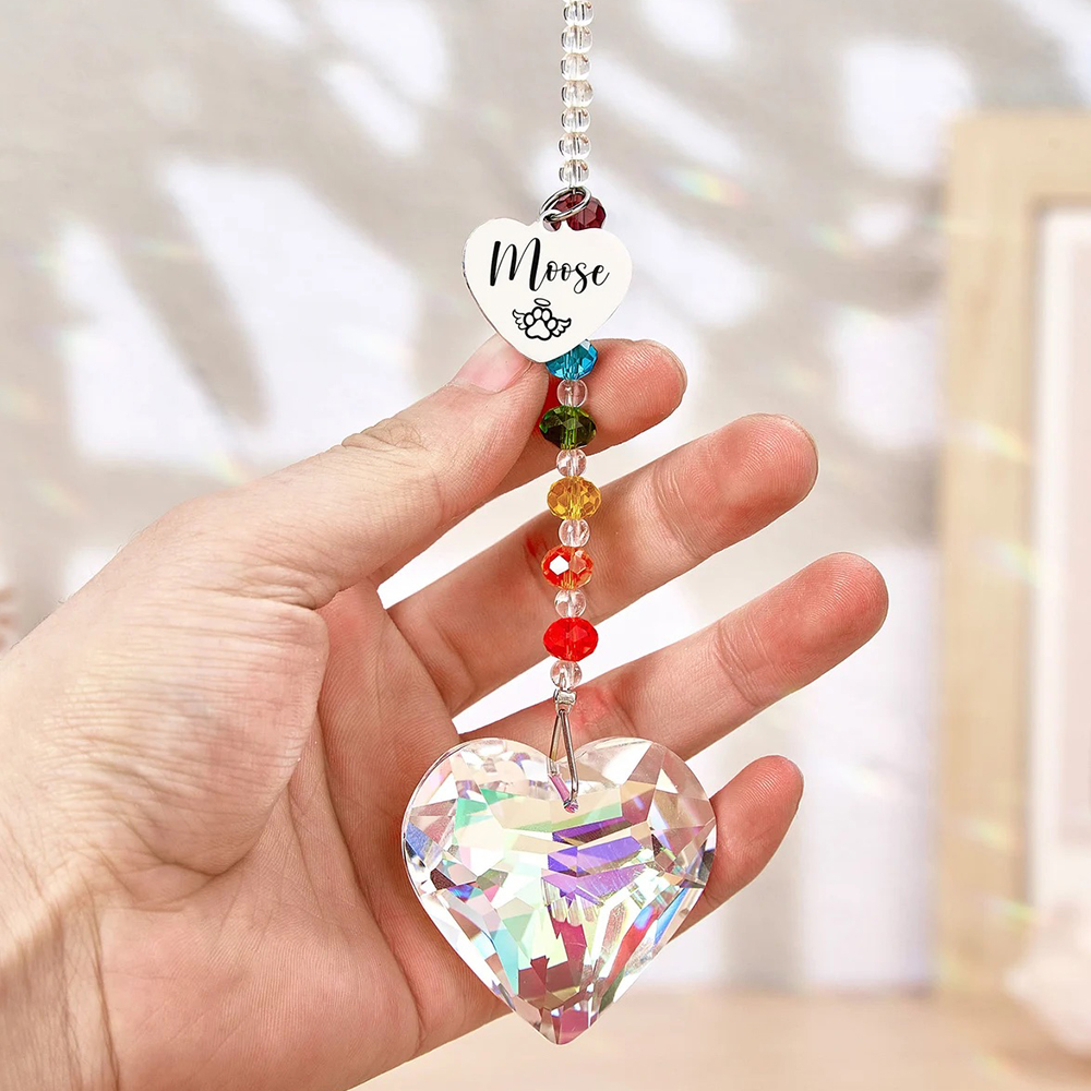 Personalized Pet Memorial Hanging Crystal Prism | BKPet86