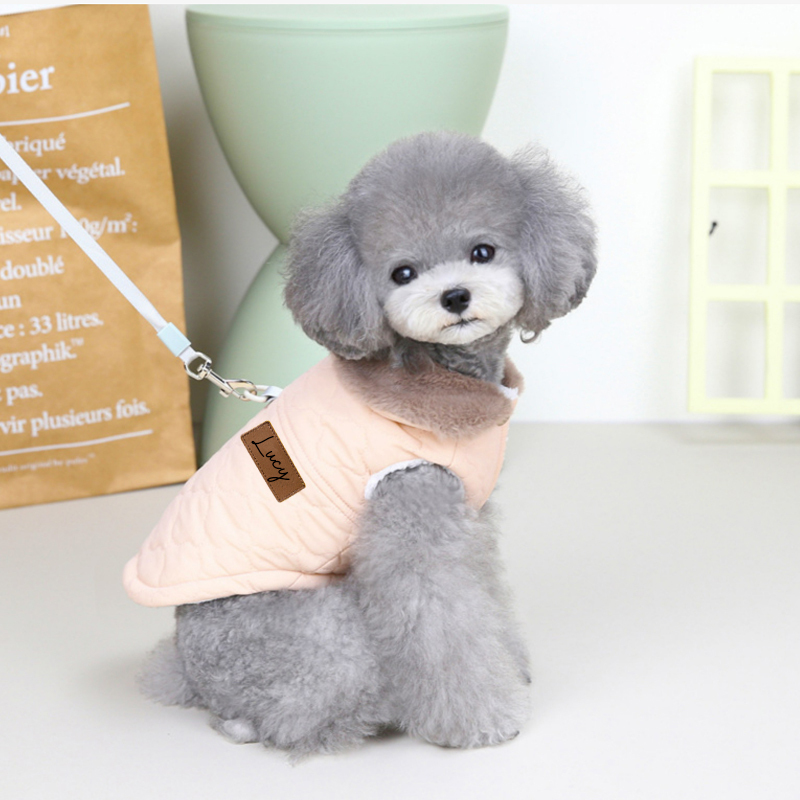 Personalized Leather Patch Pets Warm Jacket | BKPet93