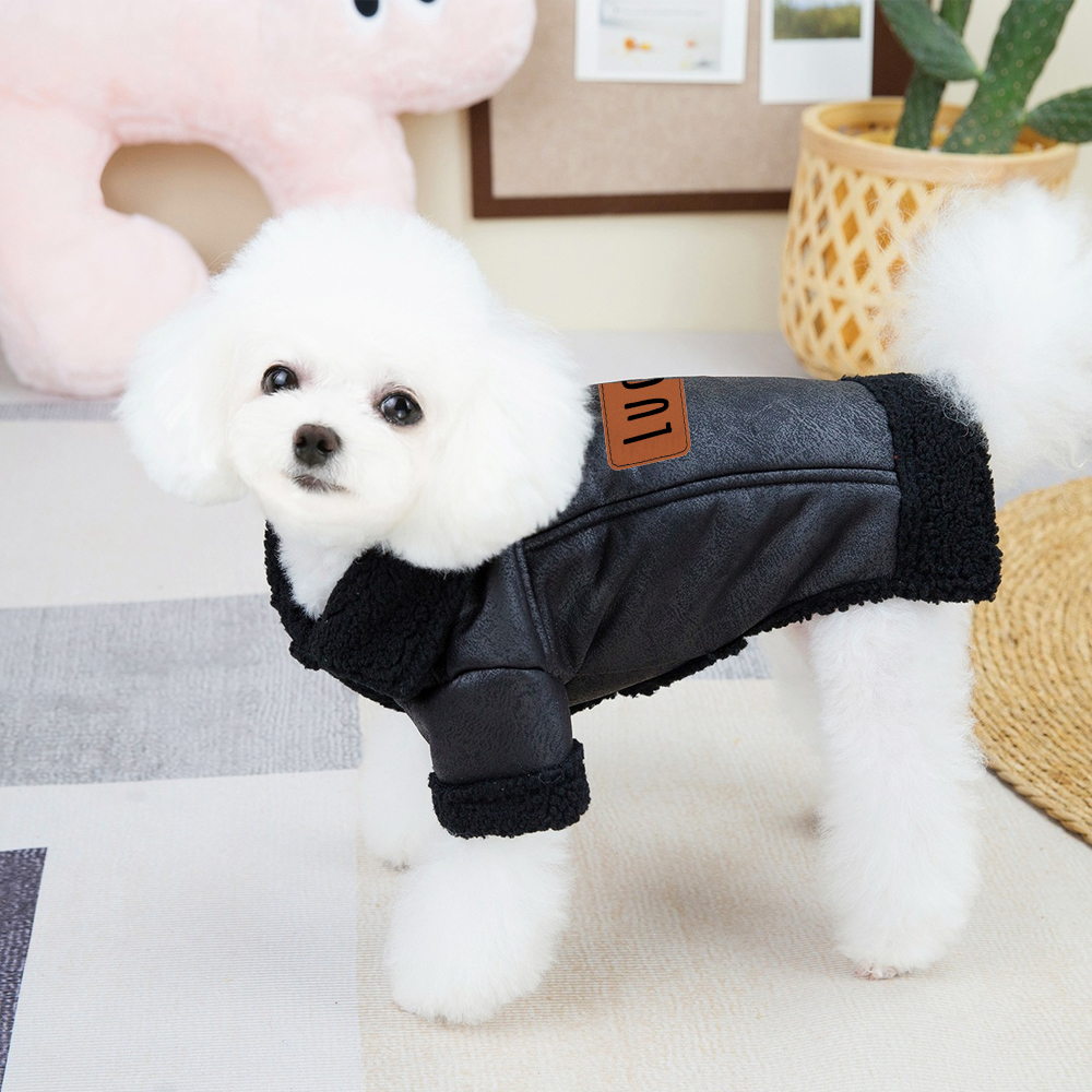 Personalized Leather Patch Pets Sherpa Jacket | BKPet130