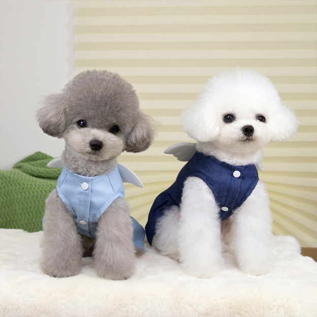 Personalized Angel Wings Pets Denim Skirt With Traction buckle | BKPet170