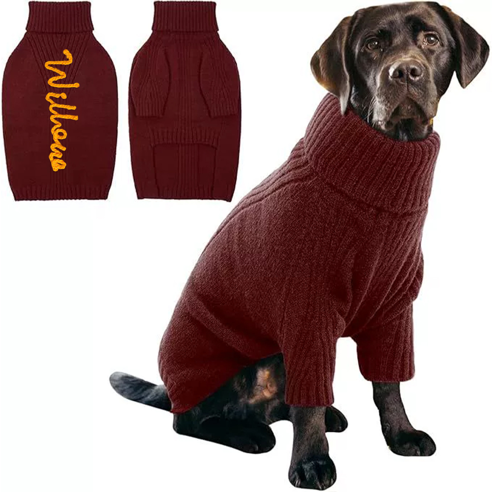 Personalized Hand Embroidery Pets Christmas Knit Sweater | BKPet235