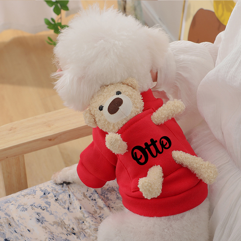 Personalized Pet Lovely Plush Warm Shirt With Bear | BKPet236