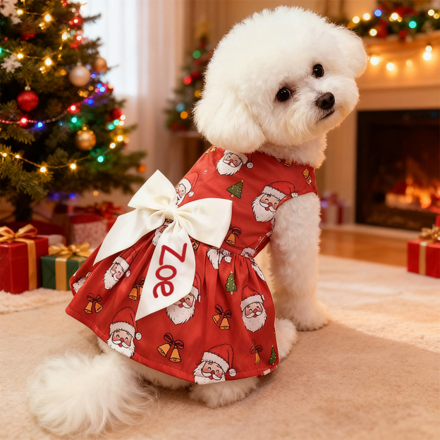 Personalized Pet Large Size Christmas Lovely Bow Dress | MCGift197