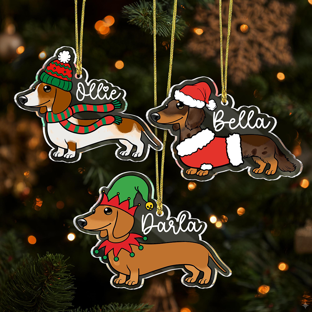 Personalised Acrylic Dachshund Christmas Ornament | MCGift213