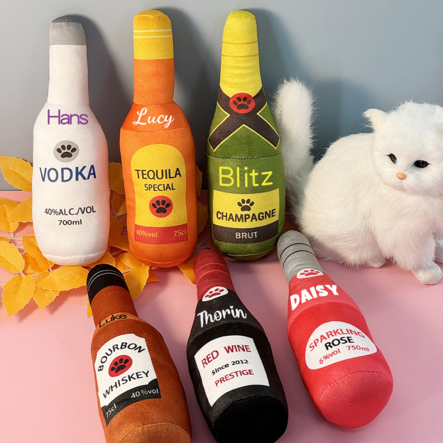 Personalized Pet Durable Wine Bottles Squeaky Toy | BKPet291