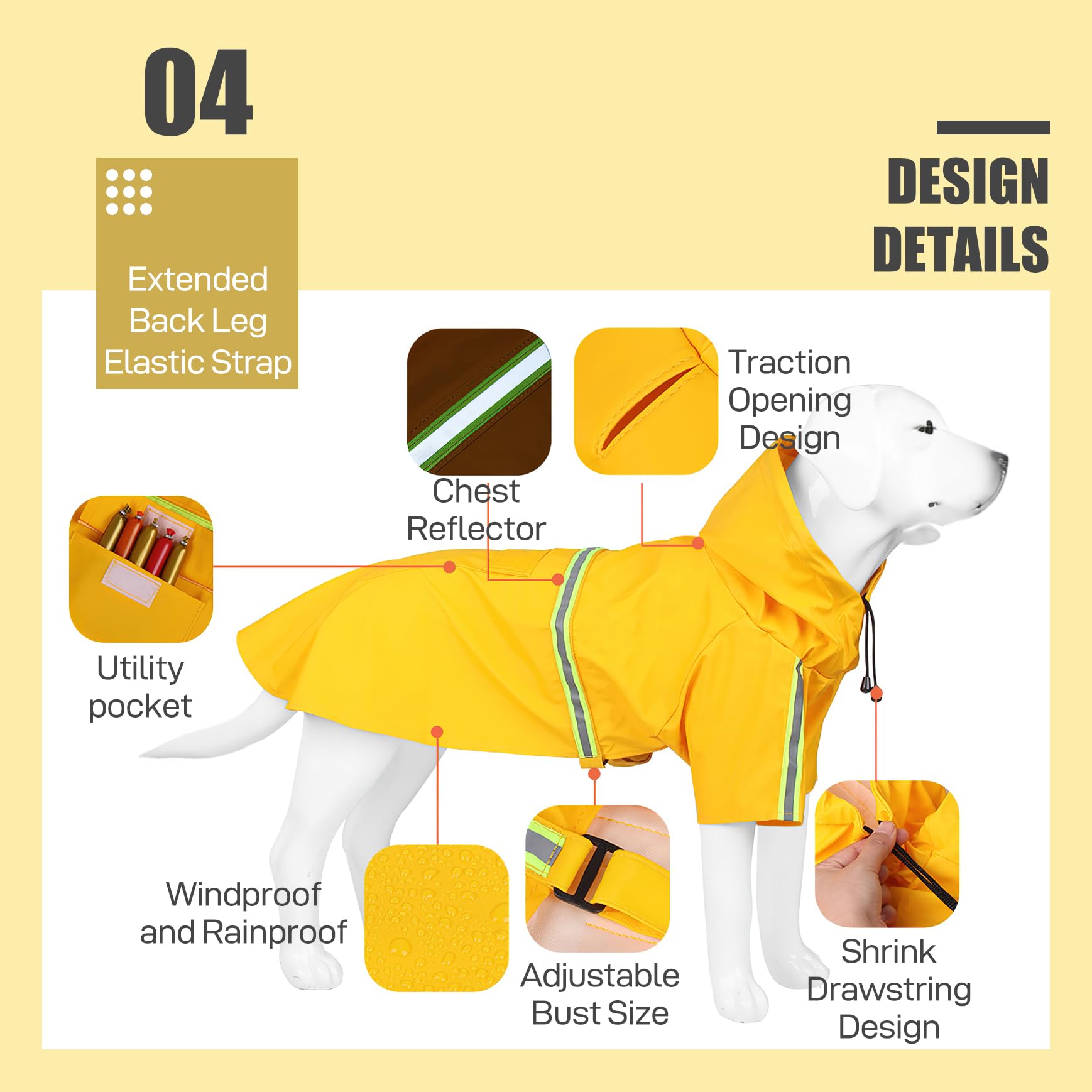 Personalized Pets Waterproof and Reflective Raincoat | BKPet152