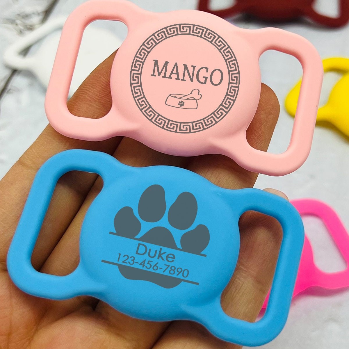 Personalized Pet Apple Air Tag Holder for Dog Collar | BKPet139