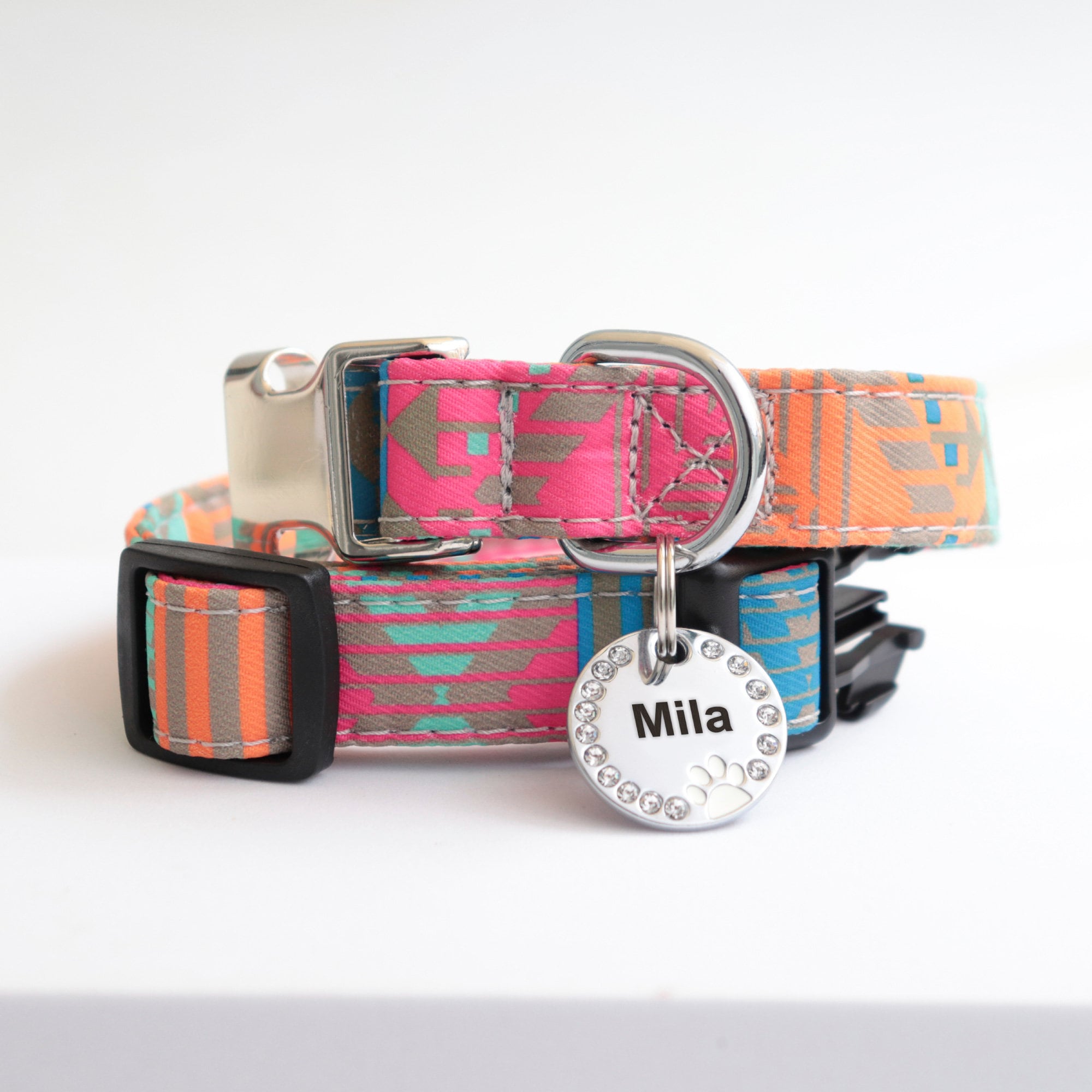 Personalized Sparkling Paw Double Sided Pet ID Tag | BKPet63