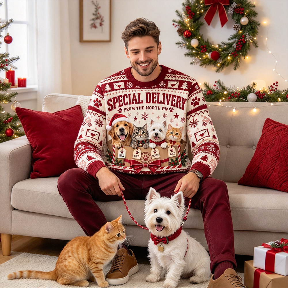 Personalized Christmas Fun Pet Photo Family Sweater | MCCL04