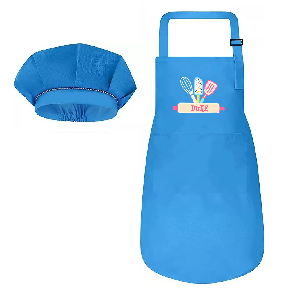 Personalized Embroidery Color Apron and Hat Set for Kid | MNKid12