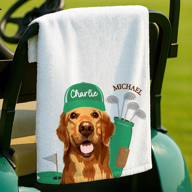 Personalized Pet Portrait Golf Towel For Golf Lover | CWGift36