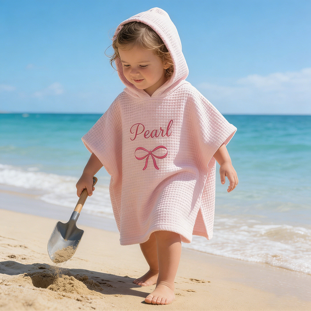 Personalized Embroidery Kids Waffle Beach Towel | MNSummer06