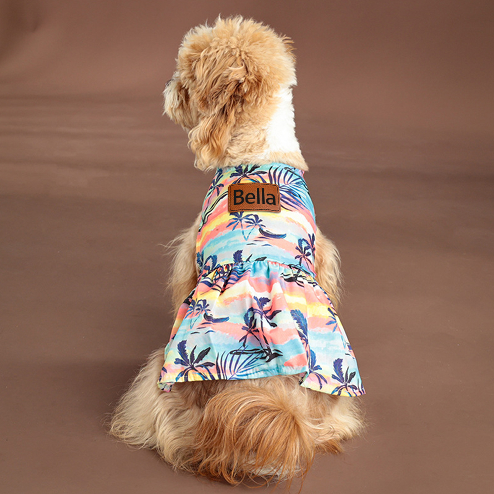Personalized Leather Patch Hawaiian Pet Shirt/Dress | BKPet458