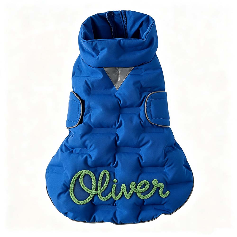 Personalized Hand Embroidered Dog Winter Warm Puffer Vest | BKPet589