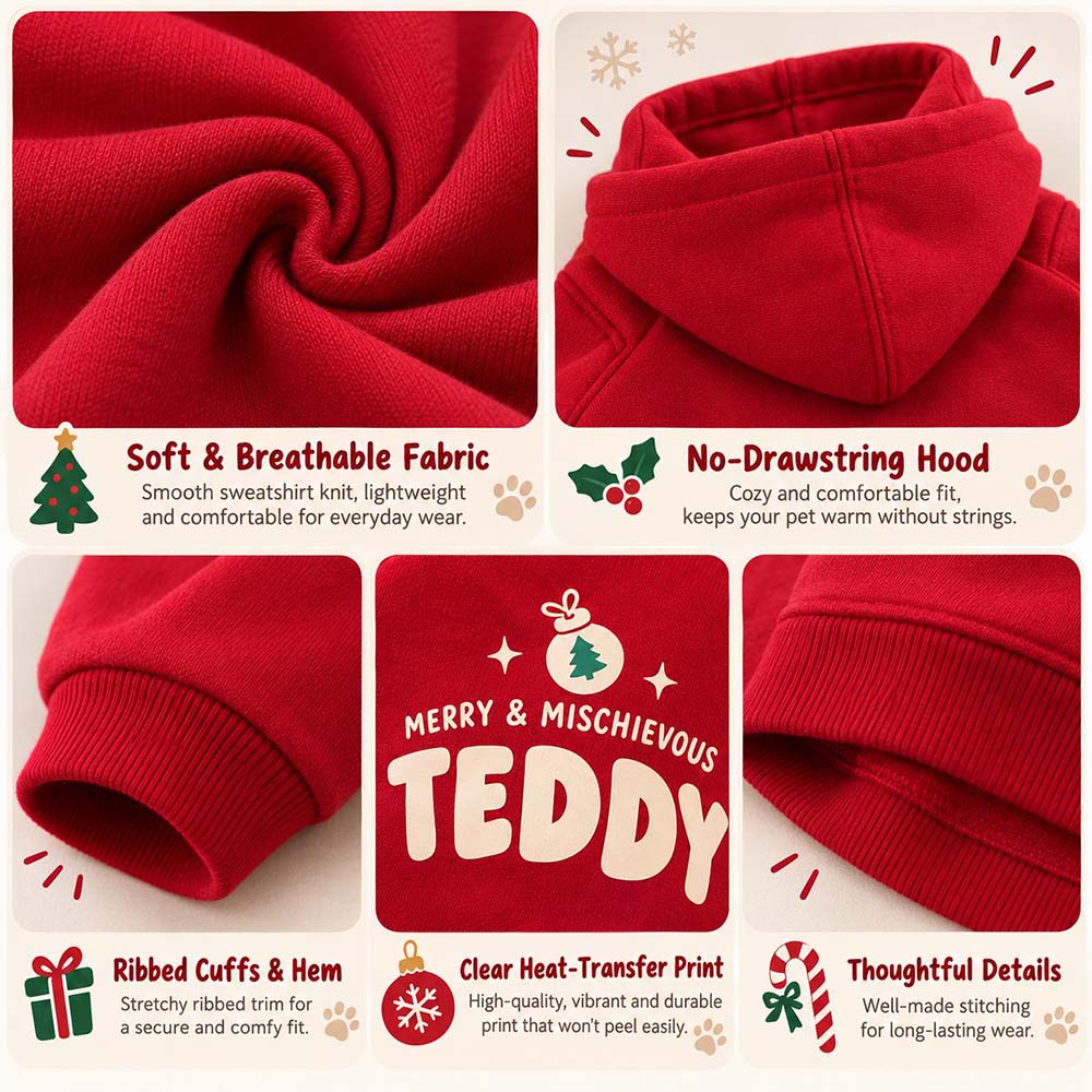 Personalized Christmas Pets Merry & Mischievous Hoodie | MCGift435