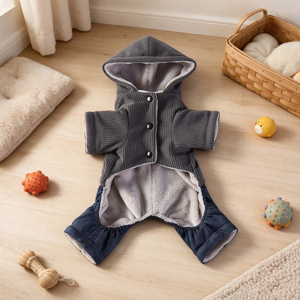 Personalized Embroidered Corduroy Hooded Dog Outfit | BKPet655